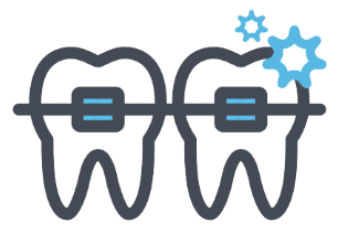 Graphic representing shiny teeth with braces