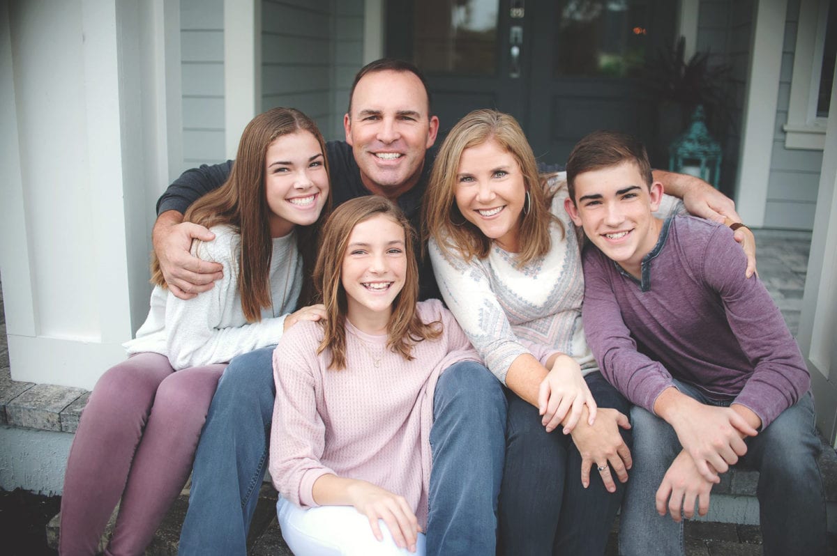 Smiling family of five